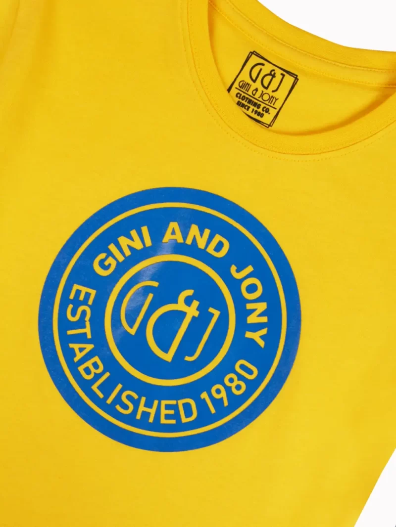 Gini And Jony Boys Yellow Typographic Print Cotton T-Shirt Half Sleeves