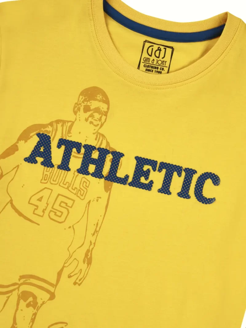 Gini And Jony Boys Yellow Graphic Print Cotton T-Shirt Half Sleeves