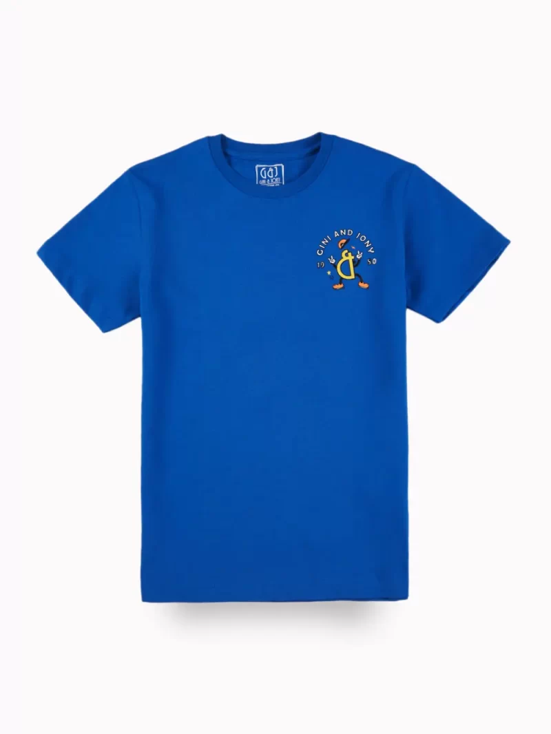 Gini And Jony Boys Blue Graphic Print Cotton T-Shirt Half Sleeves