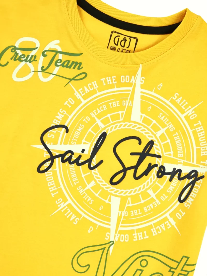 Gini And Jony Boys Yellow Graphic Print Cotton T-Shirt Half Sleeves