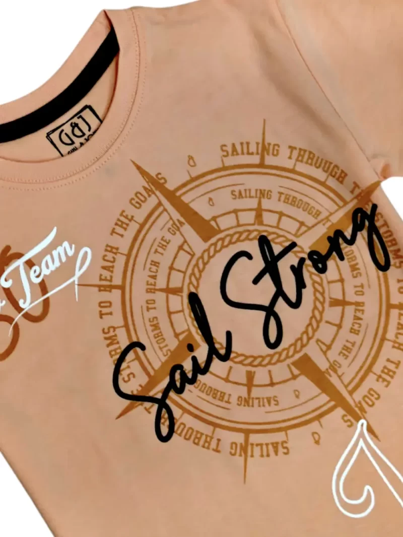 Gini And Jony Boys Peach Graphic Print Cotton T-Shirt Half Sleeves