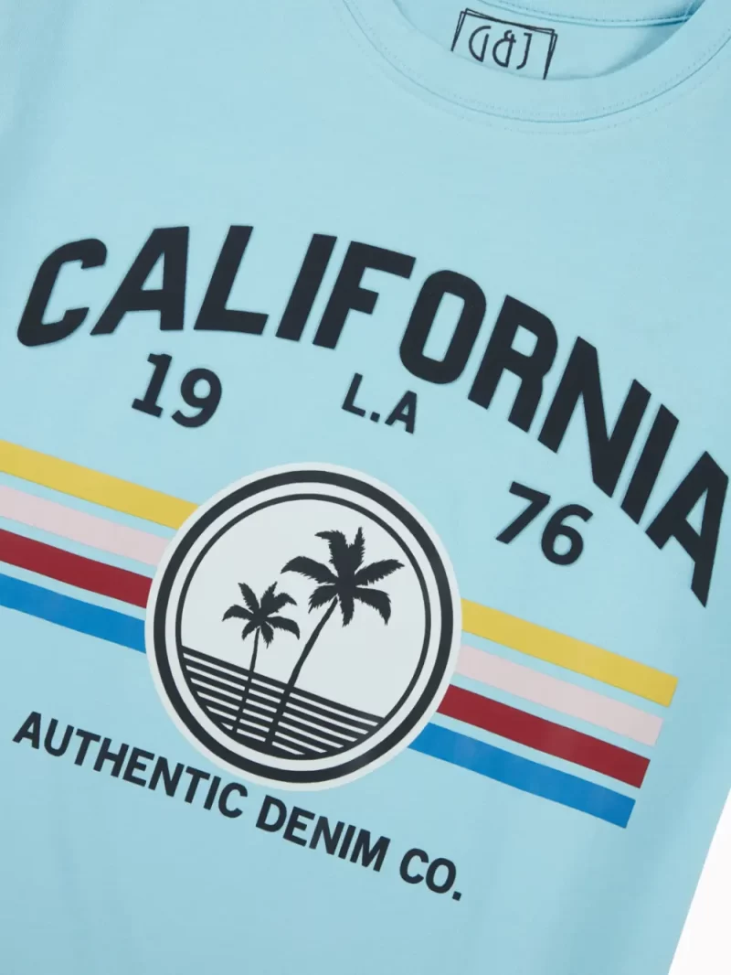 Gini And Jony Boys Light Blue Graphic Print Cotton T-Shirt Half Sleeves