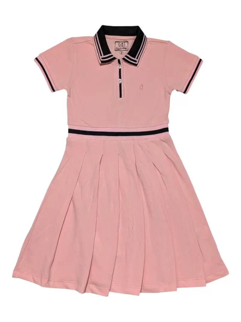 Gini And Jony Girls Pink Color Block Cotton Dress Half Sleeves