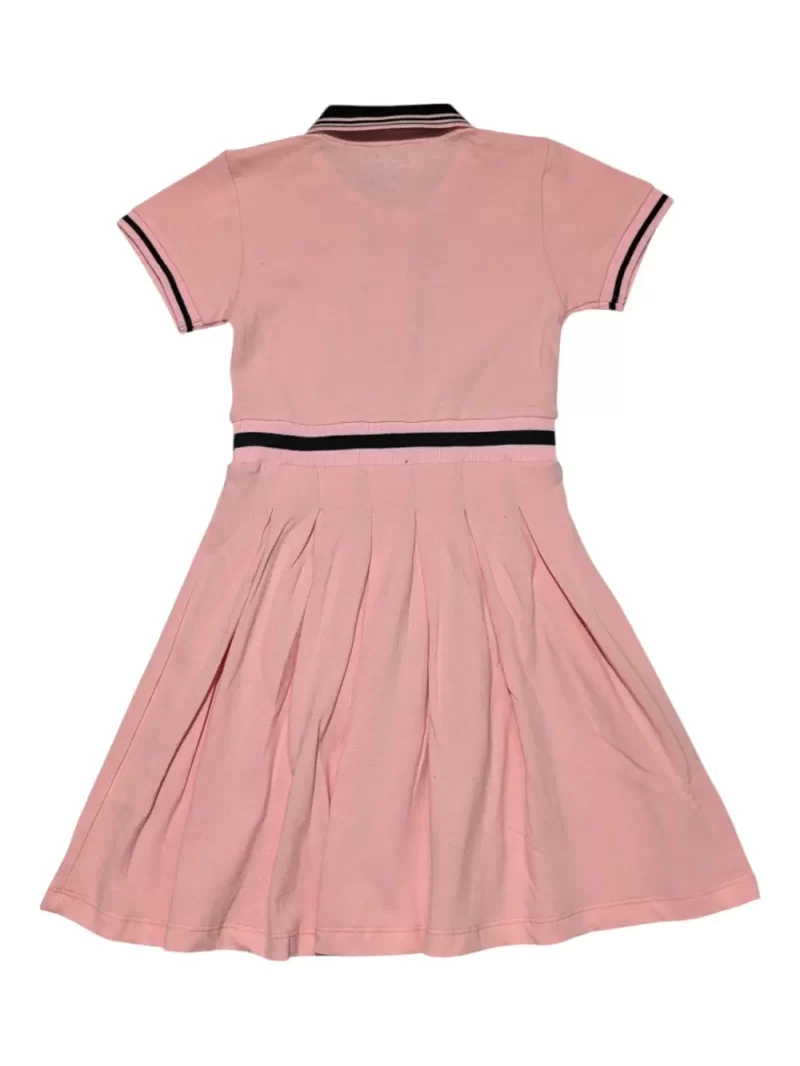Gini And Jony Girls Pink Color Block Cotton Dress Half Sleeves