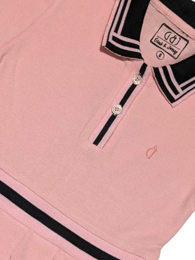 Gini And Jony Girls Pink Color Block Cotton Dress Half Sleeves