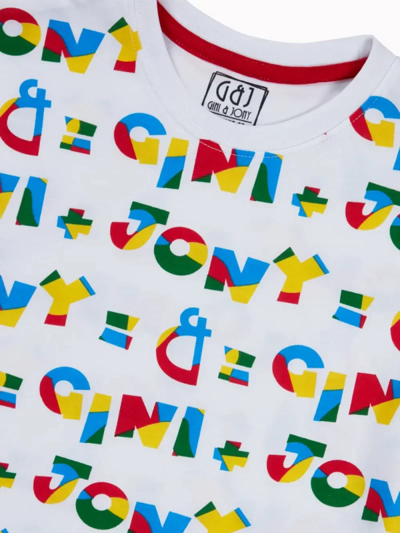 Gini And Jony Boys White Typographic Print Cotton T-Shirt Half Sleeves