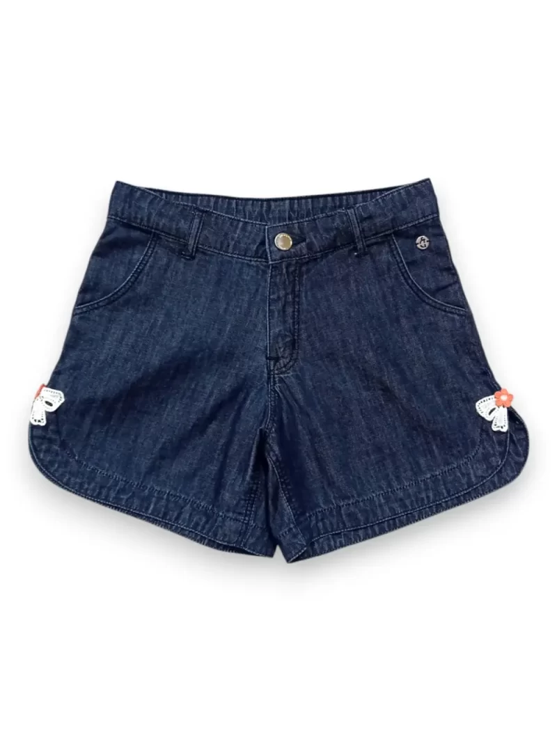 Gini And Jony Girls Navy Applique Denim Shorts Fixd Waist