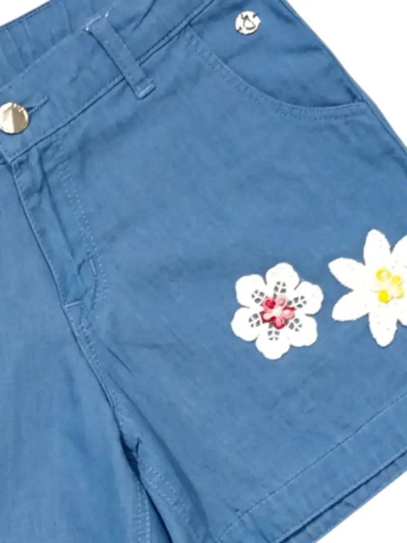 Gini And Jony Girls Blue Applique Denim Shorts Fixd Waist