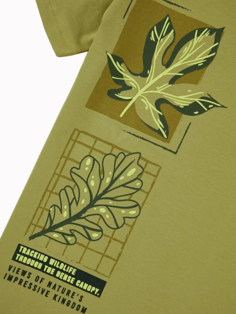 Gini And Jony Boys Light Green Graphic Print Cotton T-Shirt Half Sleeves