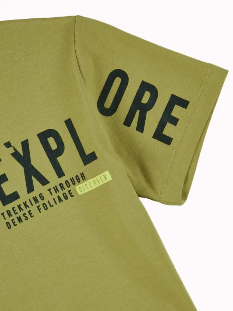 Gini And Jony Boys Light Green Graphic Print Cotton T-Shirt Half Sleeves