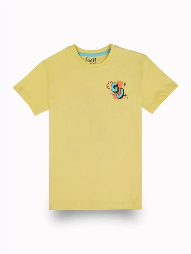Gini And Jony Boys Yellow Graphic Print Cotton T-Shirt Half Sleeves