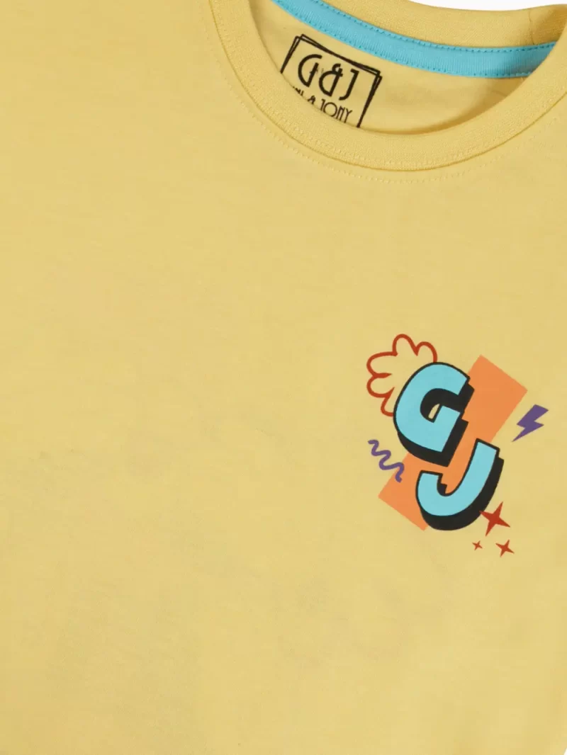 Gini And Jony Boys Yellow Graphic Print Cotton T-Shirt Half Sleeves