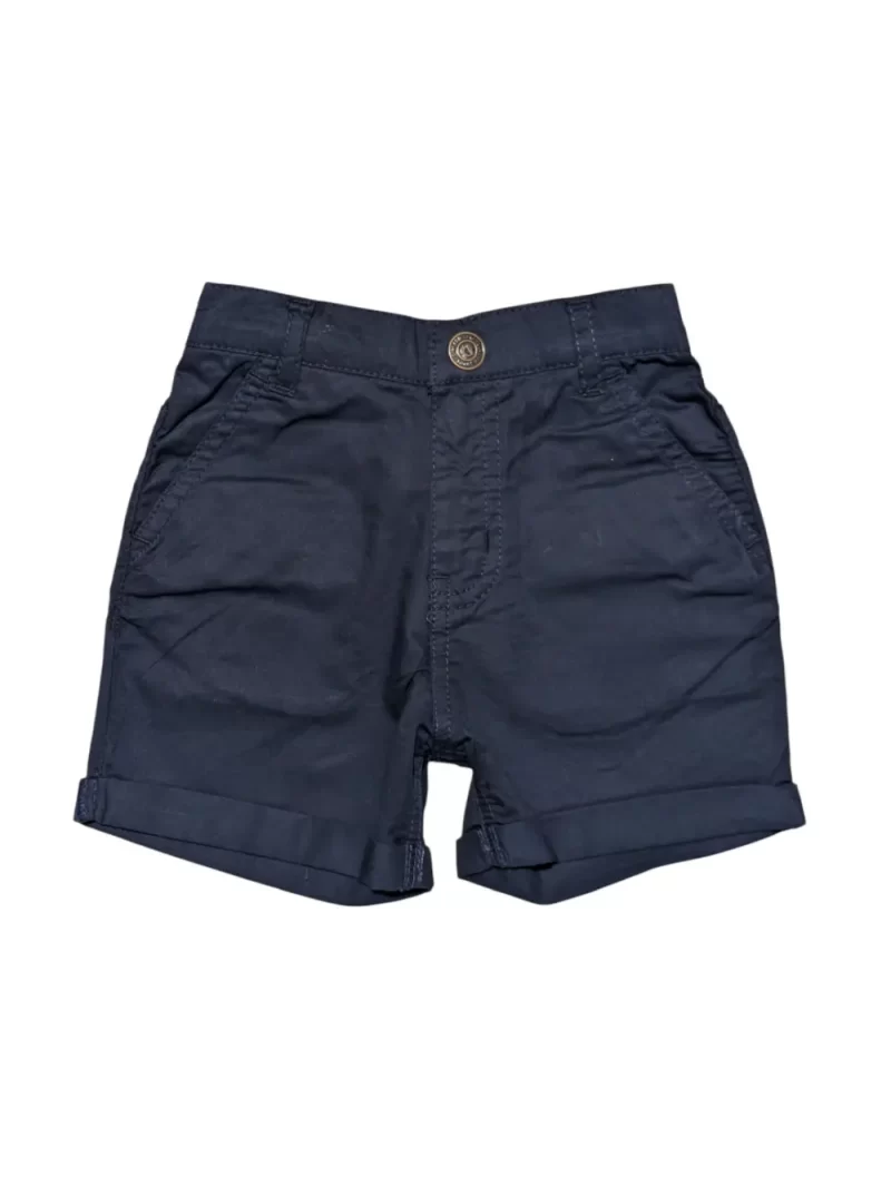 Gini And Jony Boys Navy Solid Cotton Shorts Fixed Waist