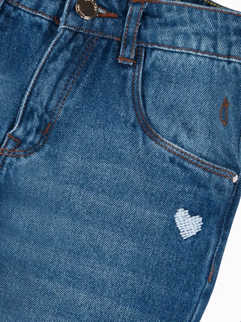 Gini And Jony Girls Blue Washed Denim Jeans Fixed Waist