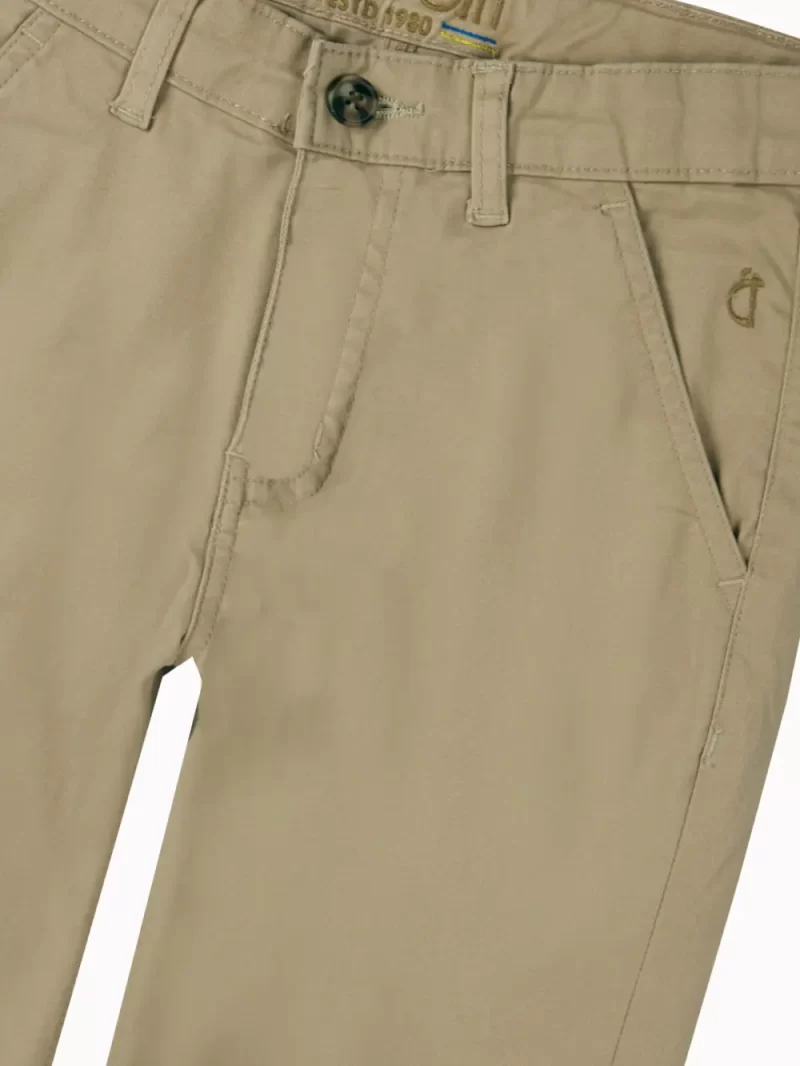 Gini And Jony Boys Khaki Solid Cotton Trouser Fixed Waist