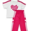 Gini And Jony Girls Dark Pink Color Block Cotton Co Ordinate 9-10 Years