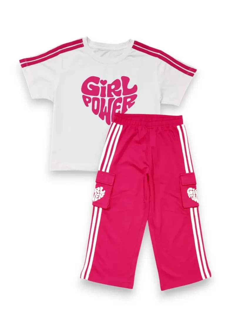 Gini And Jony Girls Dark Pink Color Block Cotton Co Ordinate 9-10 Years