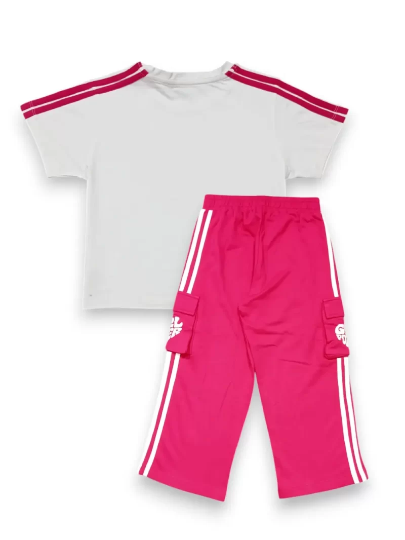 Gini And Jony Girls Dark Pink Color Block Cotton Co Ordinate 9-10 Years