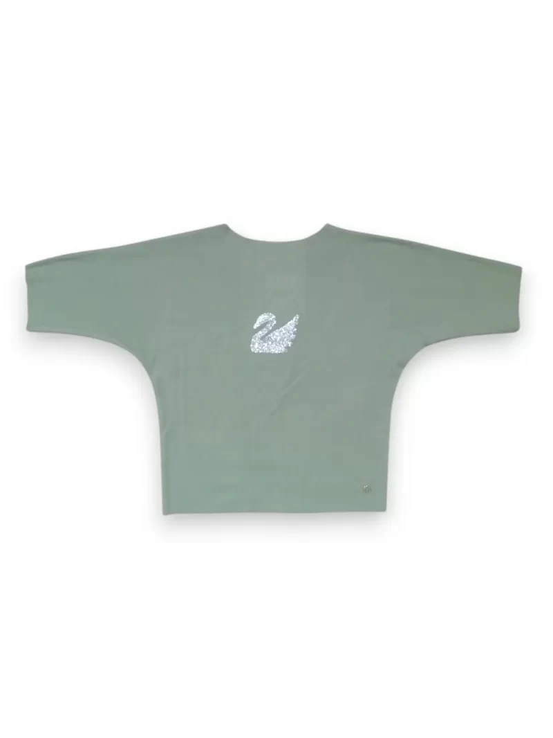 Gini And Jony Girls Olive Embellished Cotton Knits Top Half Sleeves 11-12 Years