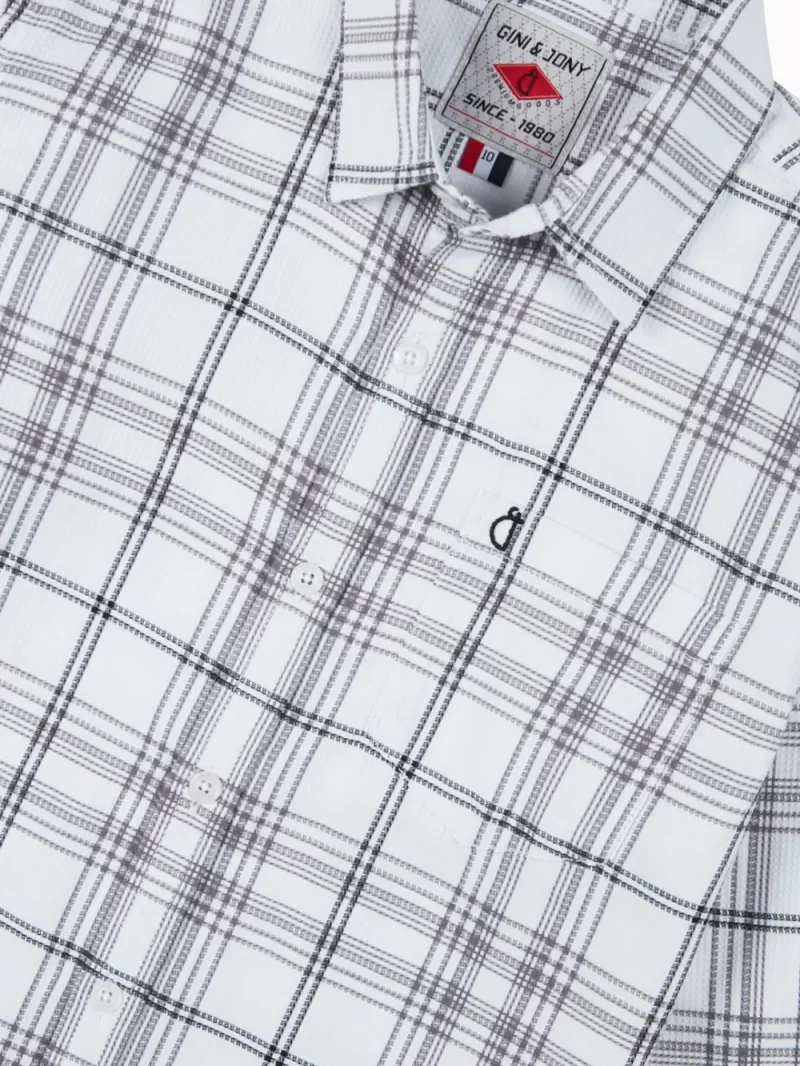 Gini And Jony Boys White Checks Cotton Shirt Full Sleeves