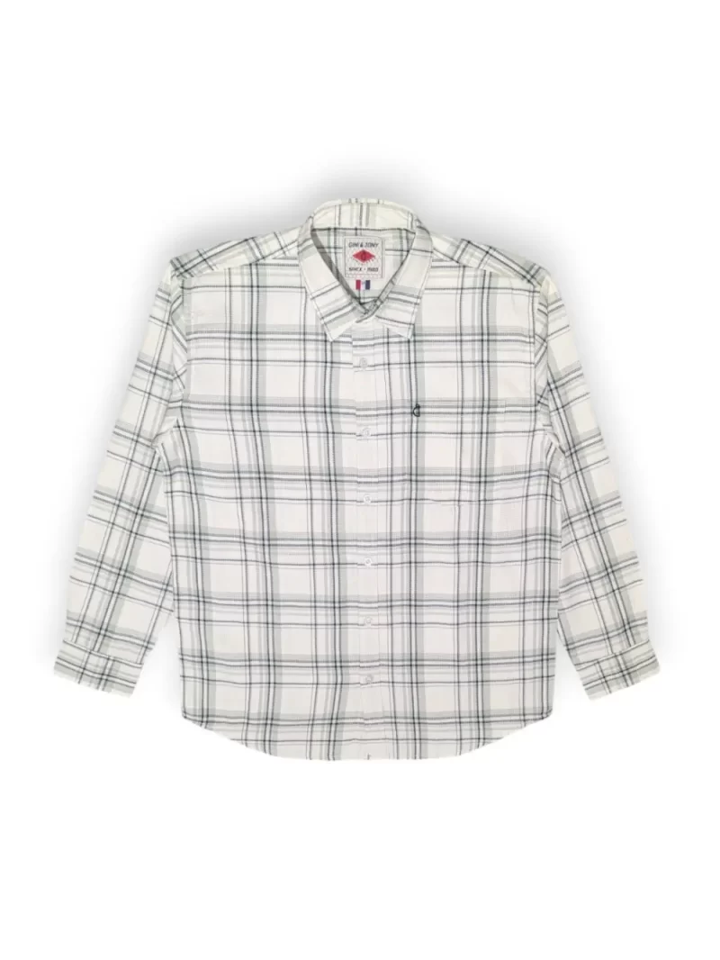 Gini And Jony Boys Off White Checks Cotton Shirt Full Sleeves