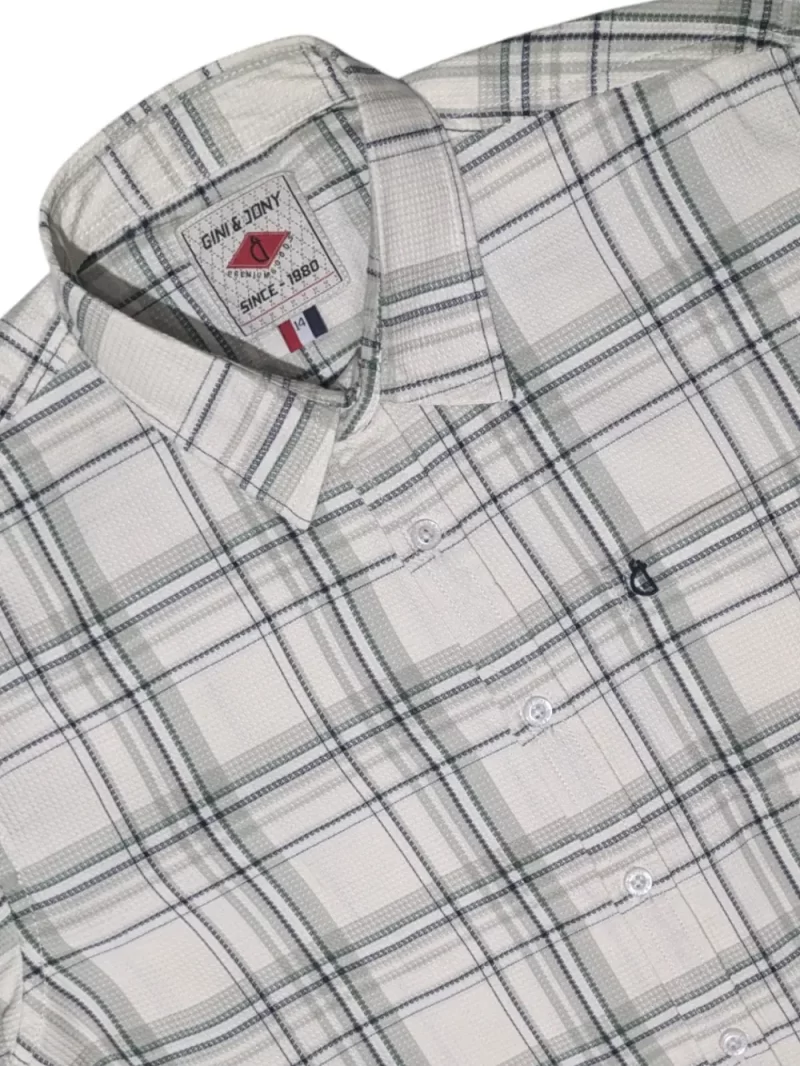 Gini And Jony Boys Off White Checks Cotton Shirt Full Sleeves