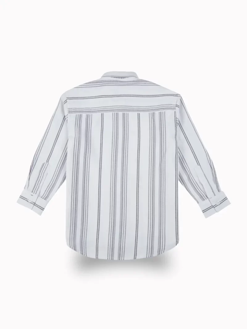 Gini And Jony Boys White Stripes Cotton Shirt Full Sleeves