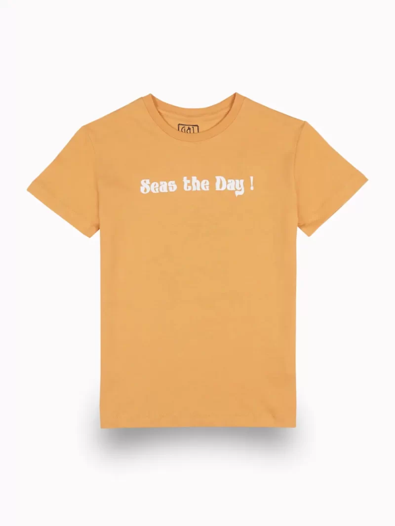 Gini And Jony Boys Orange Graphic Print Cotton T-Shirt Half Sleeves