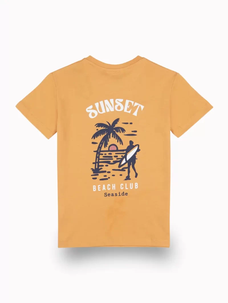 Gini And Jony Boys Orange Graphic Print Cotton T-Shirt Half Sleeves