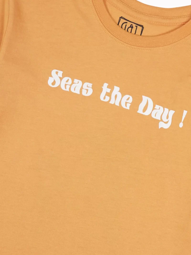 Gini And Jony Boys Orange Graphic Print Cotton T-Shirt Half Sleeves