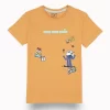 Gini And Jony Boys Orange Graphic Print Cotton T-Shirt Half Sleeves
