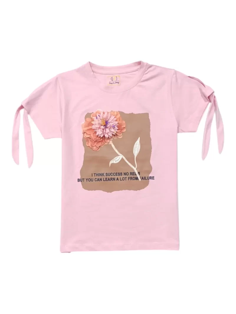 Gini And Jony Girls Light Pink Graphic Print Cotton Knits Top Half Sleeves 3-4 Years