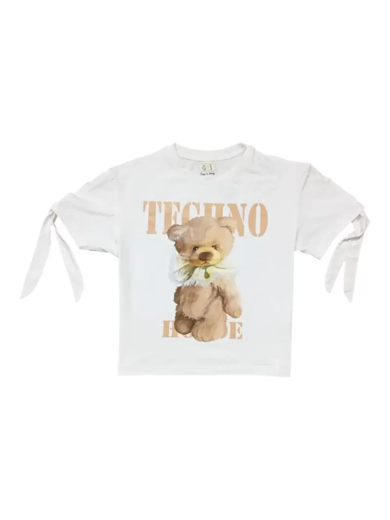 Gini And Jony Girls White Graphic Print Cotton Knits Top Half Sleeves 9-10 Years