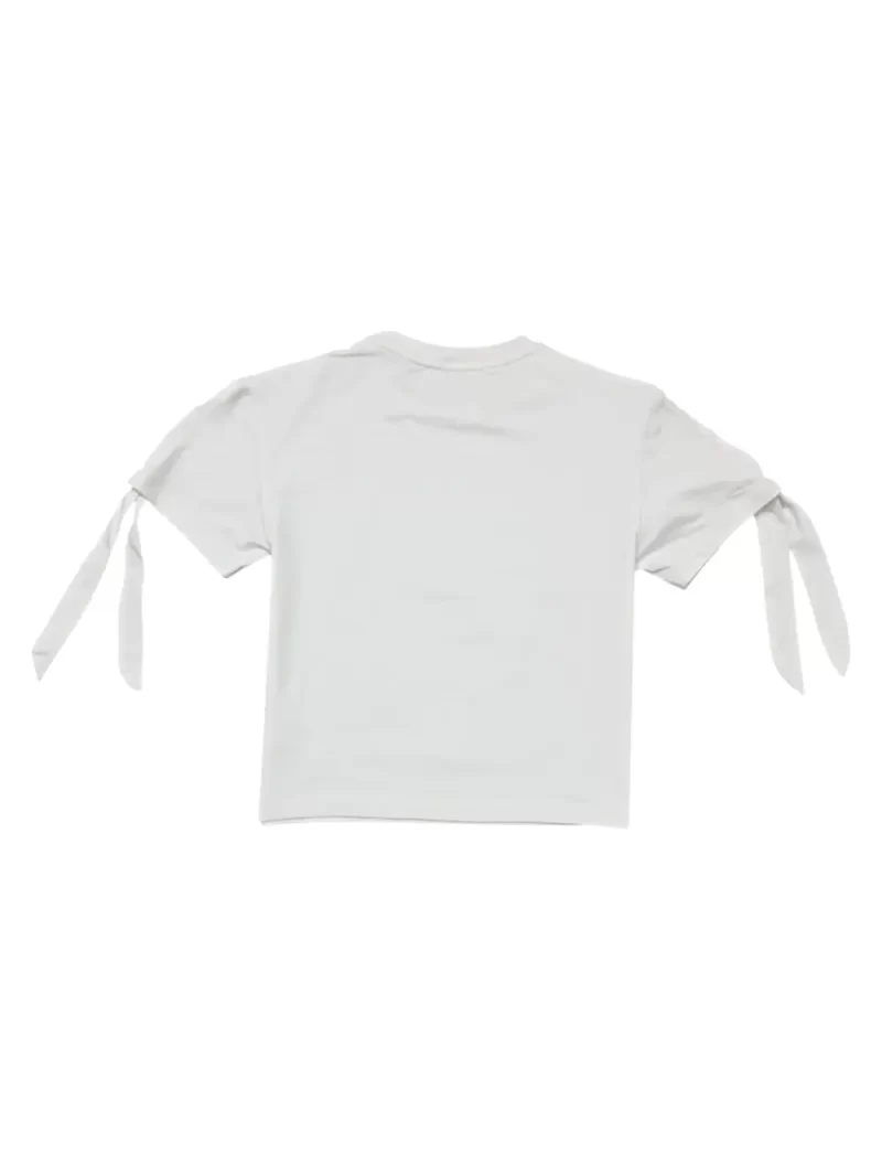 Gini And Jony Girls White Graphic Print Cotton Knits Top Half Sleeves 9-10 Years