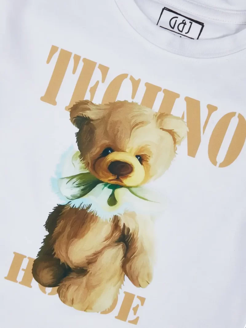 Gini And Jony Girls White Graphic Print Cotton Knits Top Half Sleeves 9-10 Years