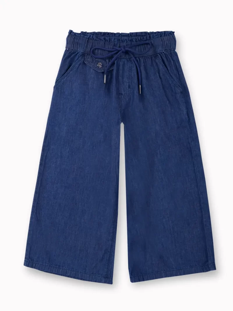 Gini And Jony Girls Dark Blue Solid Denim Culottes Elasticated