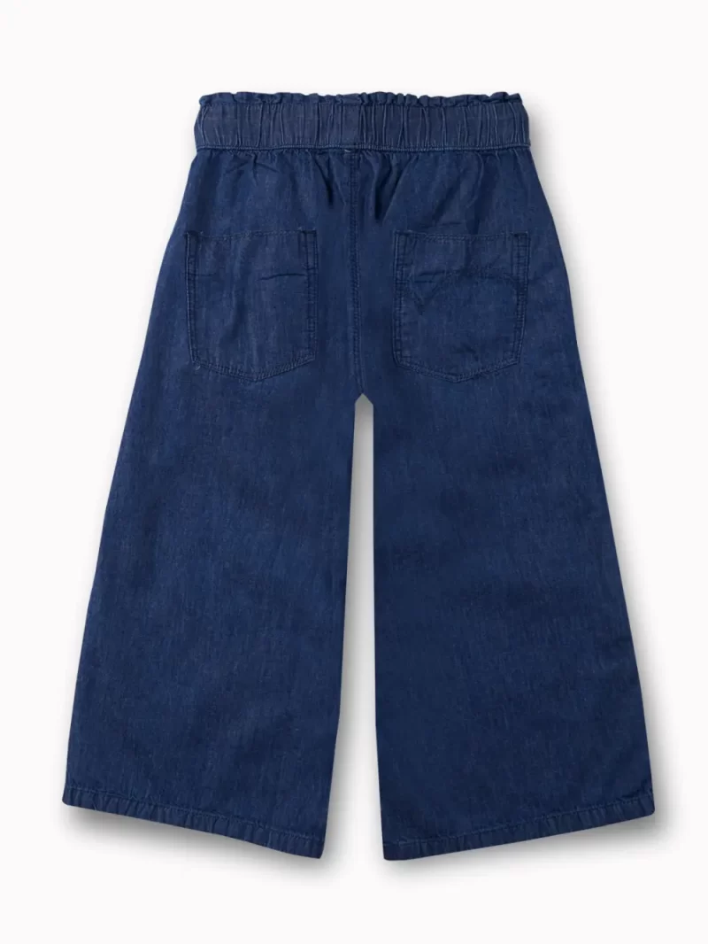 Gini And Jony Girls Dark Blue Solid Denim Culottes Elasticated