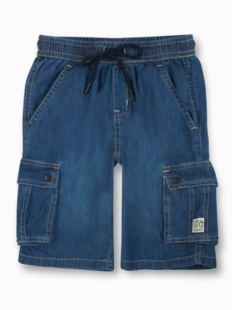 Gini And Jony Boys Blue Washed Denim Bermuda Elasticated