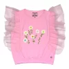Gini And Jony Girls Pink Embroidery Cotton Knits Top Half Sleeves 9-10 Years