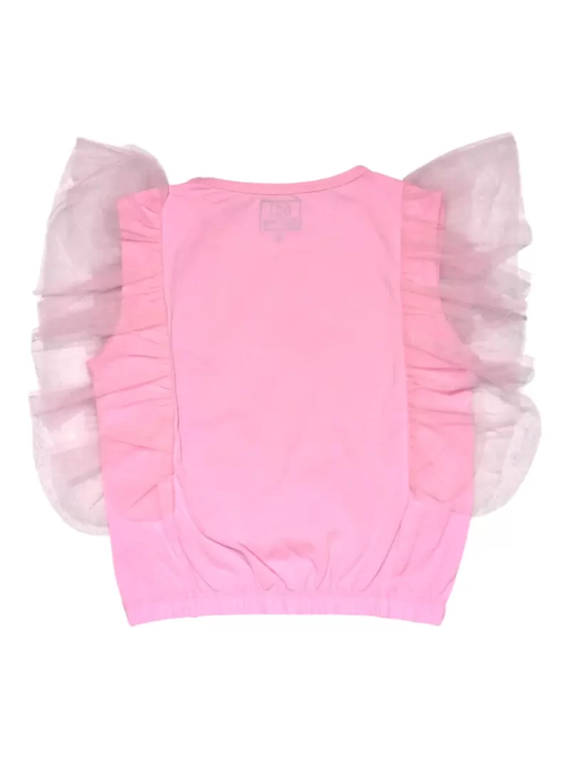 Gini And Jony Girls Pink Embroidery Cotton Knits Top Half Sleeves 9-10 Years