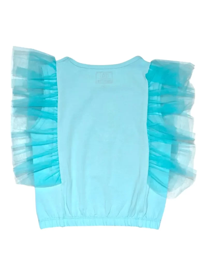 Gini And Jony Girls Blue Embroidery Cotton Knits Top Half Sleeves 9-10 Years