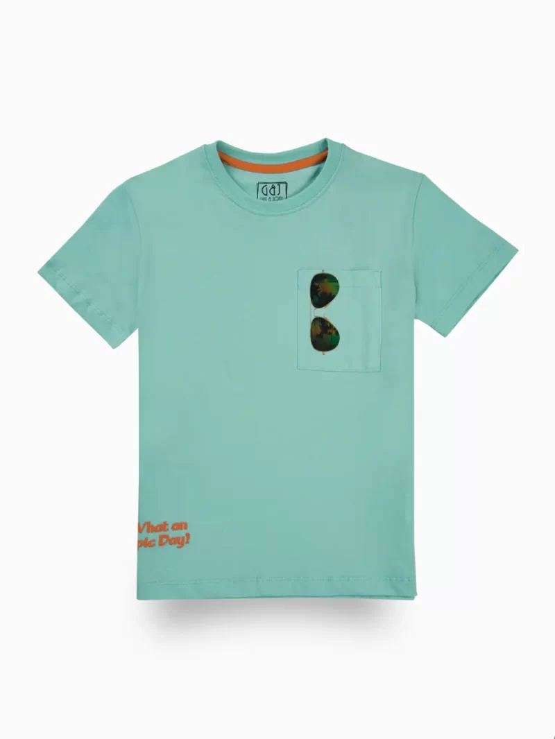 Gini And Jony Boys Light Blue Graphic Print Cotton T-Shirt Half Sleeves