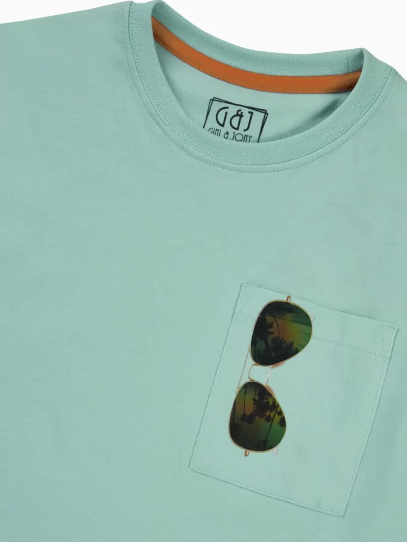 Gini And Jony Boys Light Blue Graphic Print Cotton T-Shirt Half Sleeves