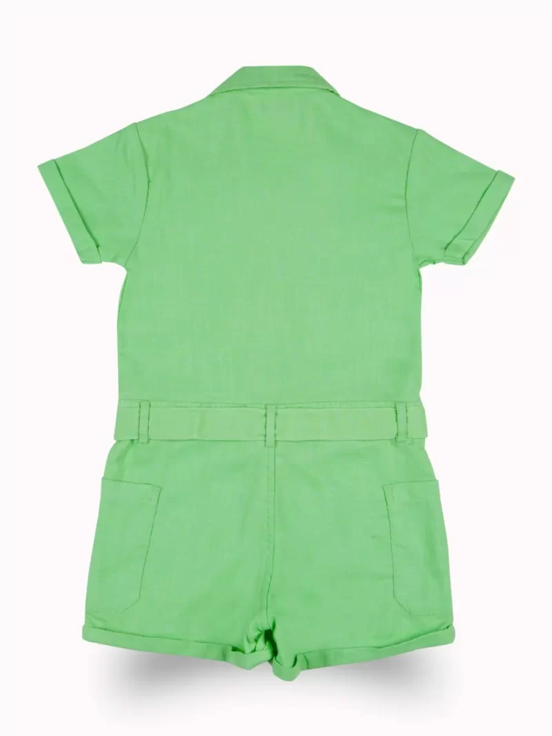 Gini And Jony Girls Green Solid Cotton Dungaree Half Sleeves