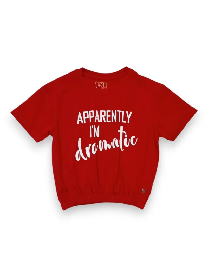 Gini And Jony Girls Red Typographic Print Cotton Knits Top Half Sleeves 9-12 Months