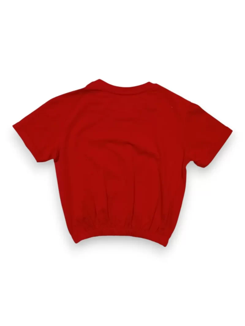 Gini And Jony Girls Red Typographic Print Cotton Knits Top Half Sleeves 9-12 Months