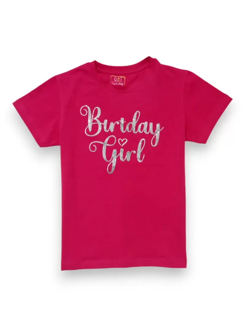 Gini And Jony Girls Dark Pink Typographic Print Cotton Knits Top Half Sleeves 9-10 Years