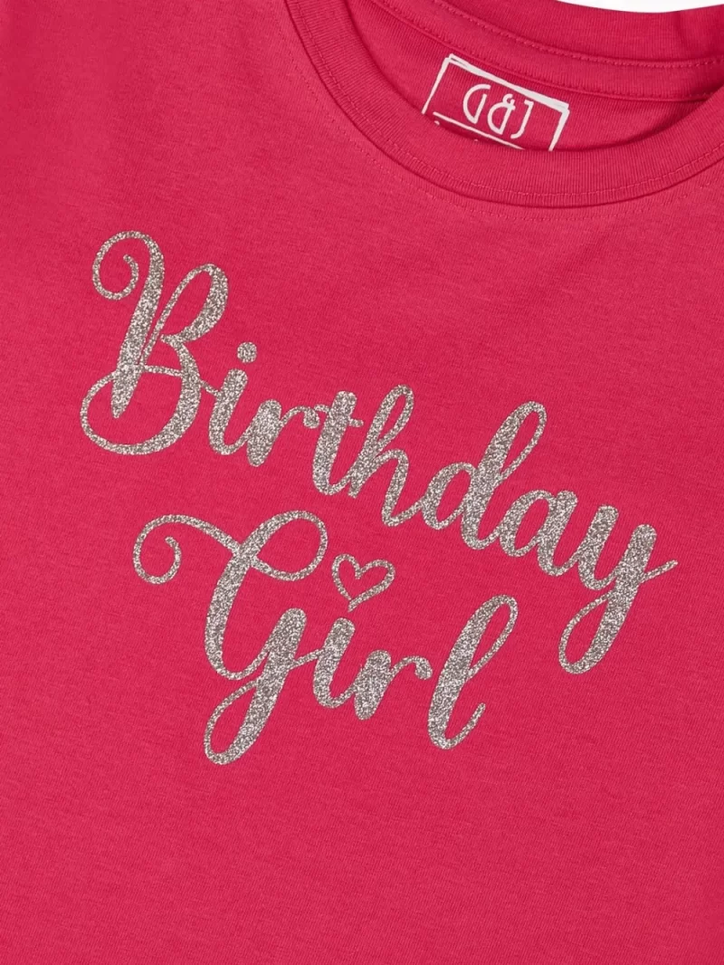 Gini And Jony Girls Dark Pink Typographic Print Cotton Knits Top Half Sleeves 9-10 Years