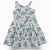 Gini And Jony Girls Blue Tropical Print Cotton Dress Sleeveless