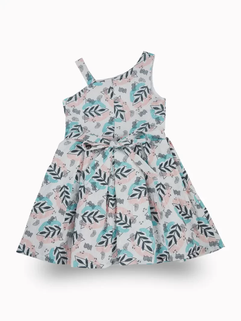 Gini And Jony Girls Blue Tropical Print Cotton Dress Sleeveless
